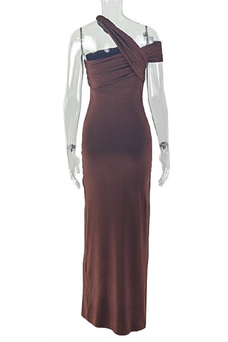 Asymmetric Draped Evening Dress