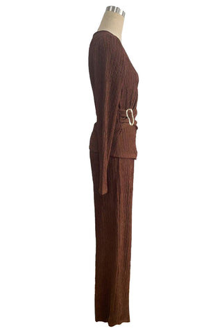 Elegant Wrap-Front Pants Set
