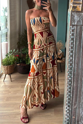 Strapless Geometric Vacation Dress