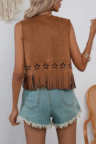 Fringe Detail Vest with Cutout Design