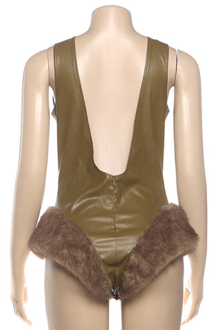 Feather-Embellished Plunge Romper