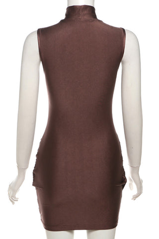 Sleeveless Mock Neck Evening Dress