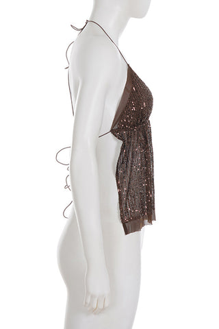 Sequin Embellished Halter Camisole