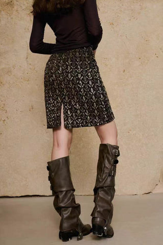 Embellished Textured Mini Skirt
