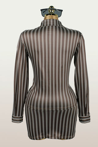 Striped Button-Front Skirt Set