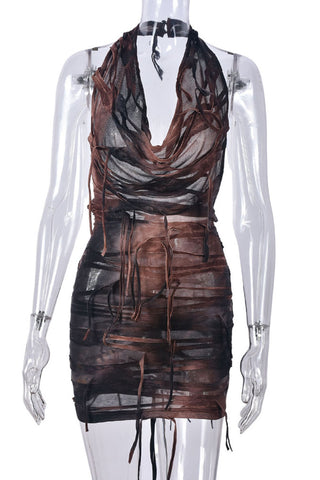 Draped Halter Mini Dress