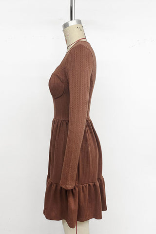 Long Sleeve Casual Fit and Flare Dress