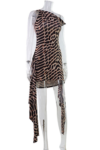 One-Shoulder Asymmetrical Casual Dress