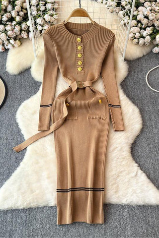 Button-Front Midi Casual Dress