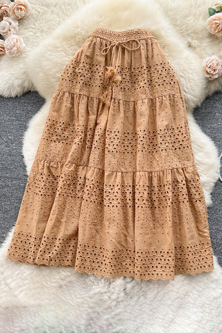 Tiered Lace Midi Skirt
