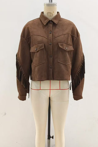 Fringe Jacket with Button-Front Closure