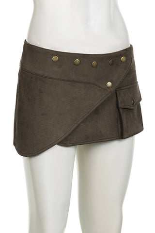 Asymmetric Button-Accented Mini Skirt