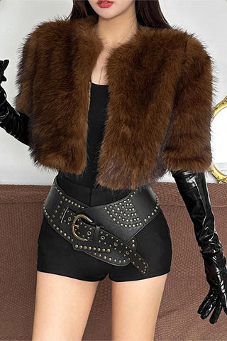 Chic Faux Fur Open-Front Jacket