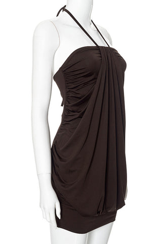Draped Halter Casual Dress