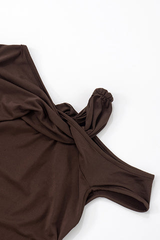 Twist Shoulder Ruched Tank Top