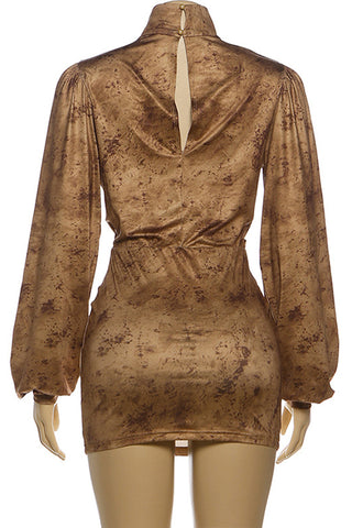 Draped Front Printed Mini Dress