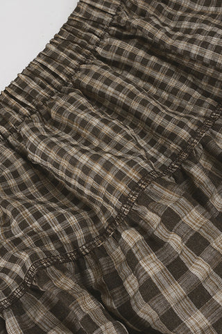 Tiered Gingham Maxi Skirt