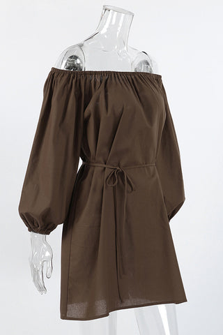 Off-Shoulder Balloon Sleeve Dress