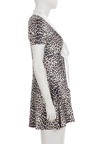 Tie-Front Casual Dress with Pattern