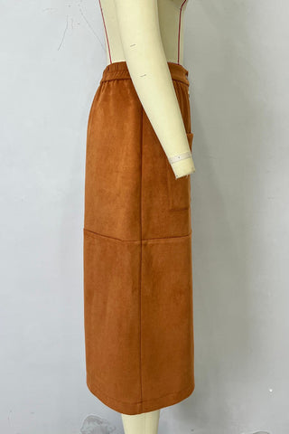 Button-Down Midi Skirt with Pockets