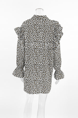 Ruffled Animal Print Blouse