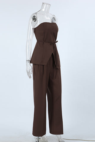 Strapless Tie-Waist Casual Set