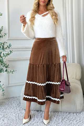 Tiered Skirt With Contrast Trim