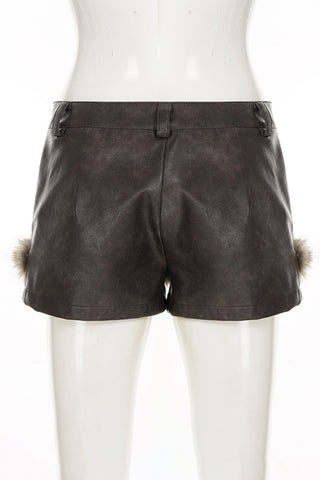 Faux Fur Trimmed Casual Shorts