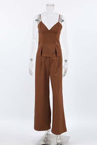 Spaghetti Strap Wide-Leg Pants Set