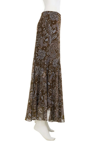 Paisley Print Flared Midi Skirt