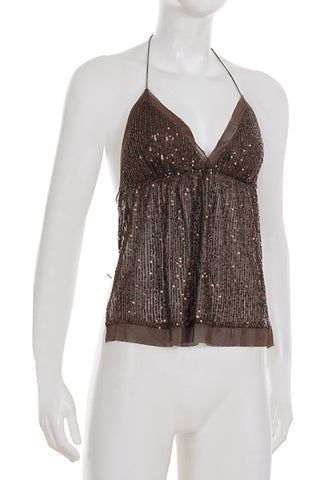 Sequin Embellished Halter Camisole