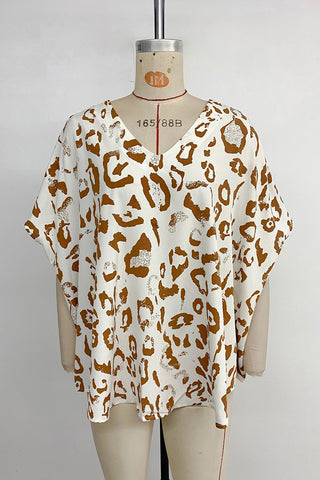 V-Neck Animal Print Relaxed Tee