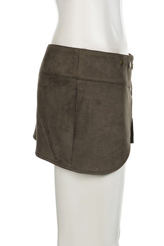 Asymmetric Button-Accented Mini Skirt