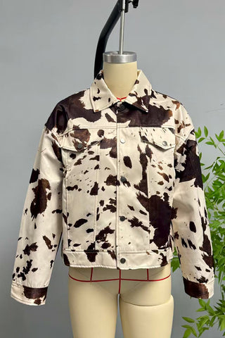 Chic Button-Front Printed Jacket