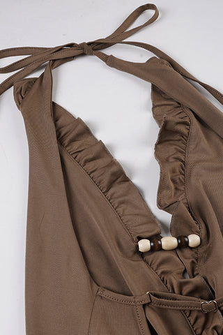 Halter Neck Asymmetrical Mini Dress