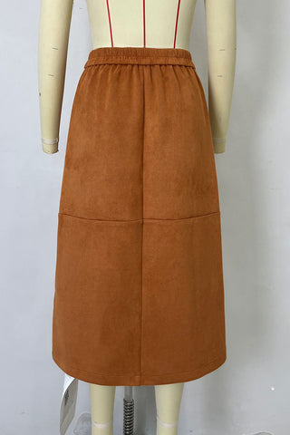 Button-Down Midi Skirt with Pockets