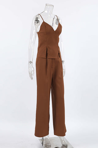 Spaghetti Strap Wide-Leg Pants Set