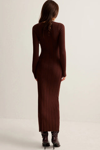 Keyhole Front Ribbed Casual Dress
