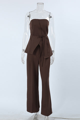 Strapless Tie-Waist Casual Set