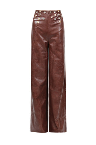 Eyelet Crop Top and Flared Pants Set