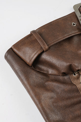 Lace-Up Belted Strapless Top