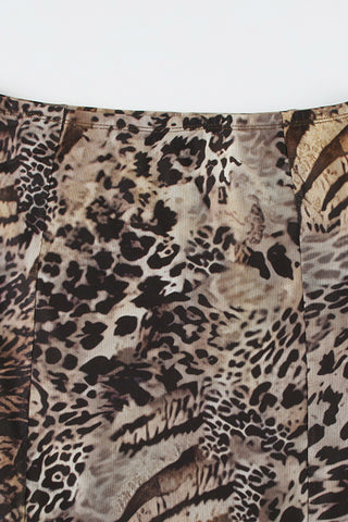 Animal Print Skirt with Asymmetric Hem