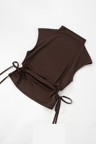 Sleeveless Mock Neck Top with Side Ties
