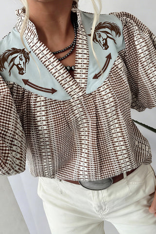 Western-Inspired Checkered Blouse