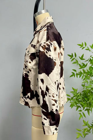 Chic Button-Front Printed Jacket