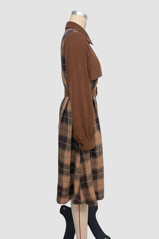 Belted Plaid Button-Front Dress