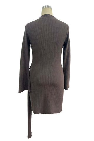 Draped Belted Evening Dress