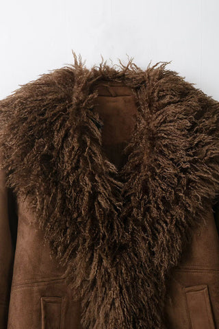 Fluffy Collar Faux Fur Jacket