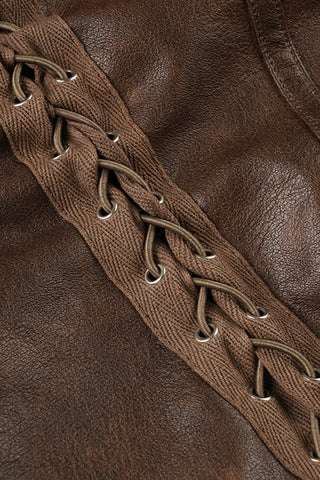 Lace-Up Belted Strapless Top