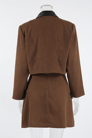 Double-Breasted Skirt Set with Lapel
